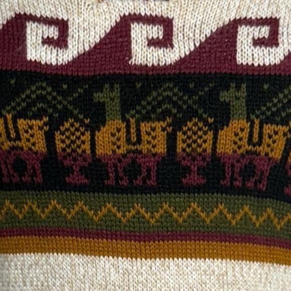 VINTAGE ANDES Import PERUVIAN Alpaca HOODIE SWEATER Made in Peru - Picture 6 of 8